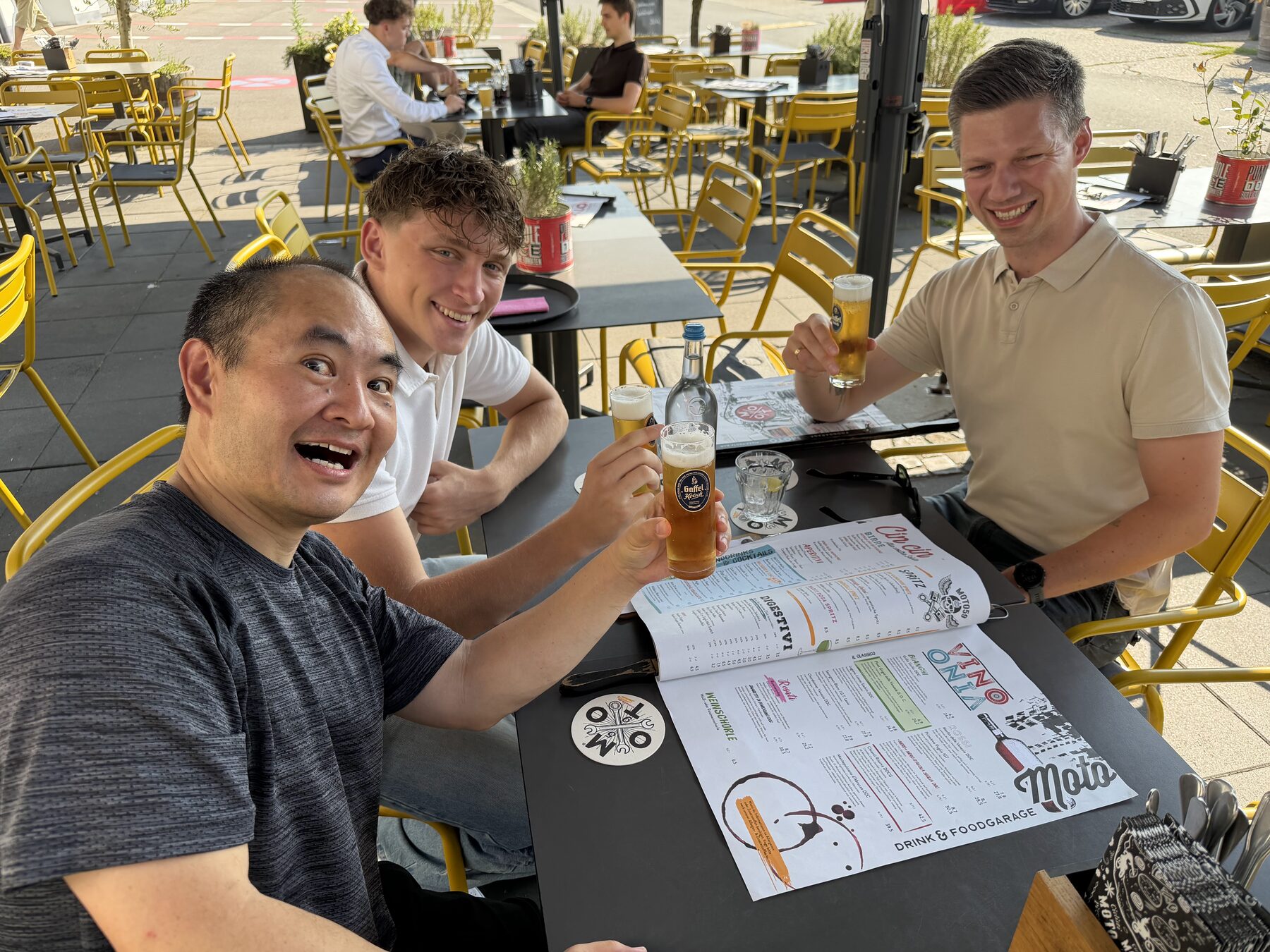 Leo Pohlmann with Dennis Yu and Jan Koch at Motorworld in Cologne